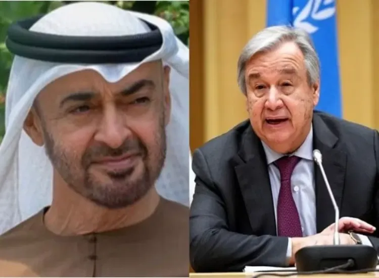 الأمين العام للأمم المتحدة أنطونيو غوتيريش ورئيس دولة الإمارات الشيخ محمد بن زايد آل نهيان